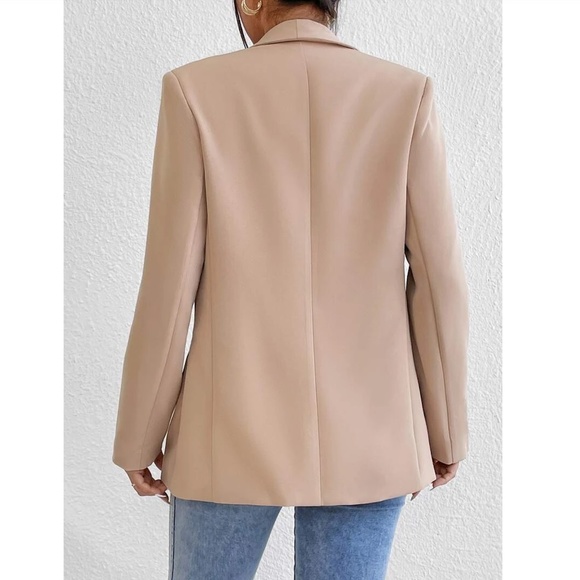 Beige Blazer Jacket Shawl Collar Long Sleeve - Picture 2 of 7